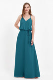 Spaghetti Straps Chiffon Bridesmaid Dress Boho Floor Length Formal Evening Dresses Gowns