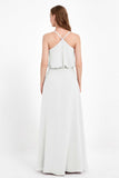 Spaghetti Straps Chiffon Bridesmaid Dress Boho Floor Length Formal Evening Dresses Gowns