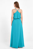 Spaghetti Straps Chiffon Bridesmaid Dress Boho Floor Length Formal Evening Dresses Gowns