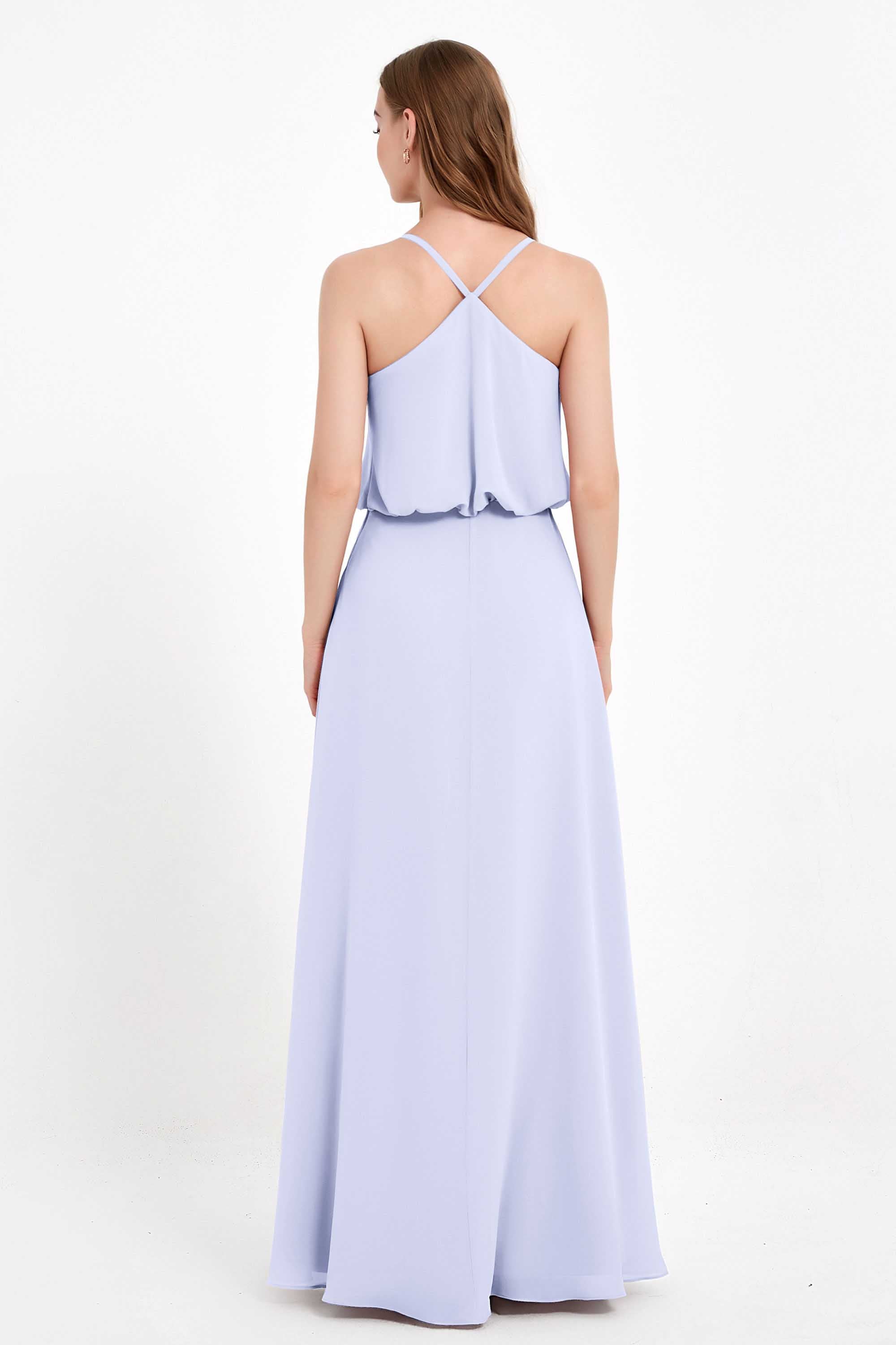 Spaghetti Straps Chiffon Bridesmaid Dress Boho Floor Length Formal Evening Dresses Gowns
