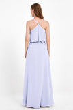 Spaghetti Straps Chiffon Bridesmaid Dress Boho Floor Length Formal Evening Dresses Gowns