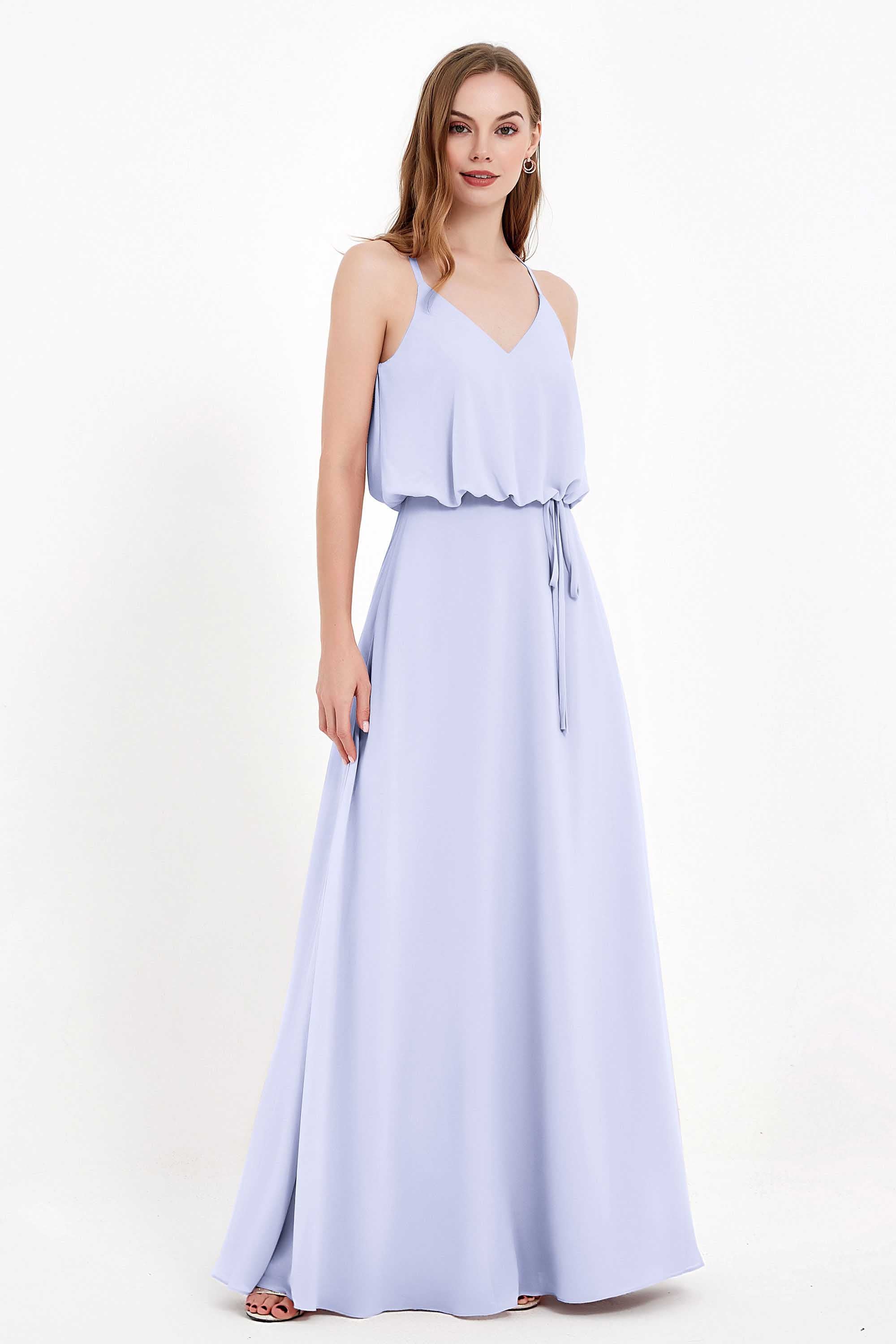 Spaghetti Straps Chiffon Bridesmaid Dress Boho Floor Length Formal Evening Dresses Gowns
