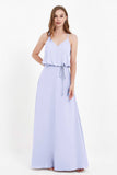 Spaghetti Straps Chiffon Bridesmaid Dress Boho Floor Length Formal Evening Dresses Gowns