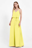 Spaghetti Straps Chiffon Bridesmaid Dress Boho Floor Length Formal Evening Dresses Gowns