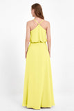 Spaghetti Straps Chiffon Bridesmaid Dress Boho Floor Length Formal Evening Dresses Gowns