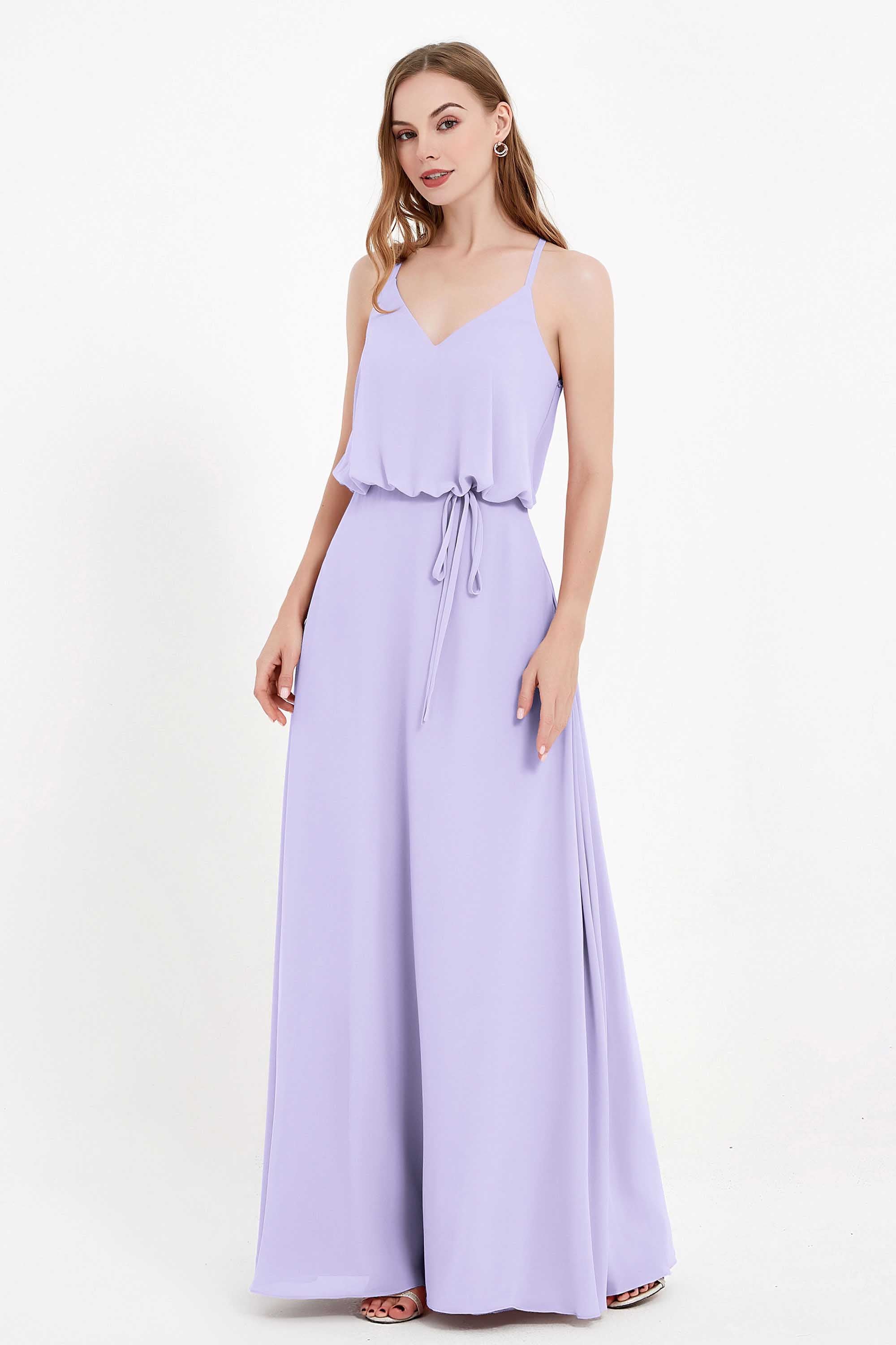 Spaghetti Straps Chiffon Bridesmaid Dress Boho Floor Length Formal Evening Dresses Gowns
