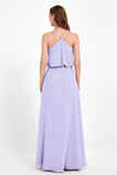 Spaghetti Straps Chiffon Bridesmaid Dress Boho Floor Length Formal Evening Dresses Gowns