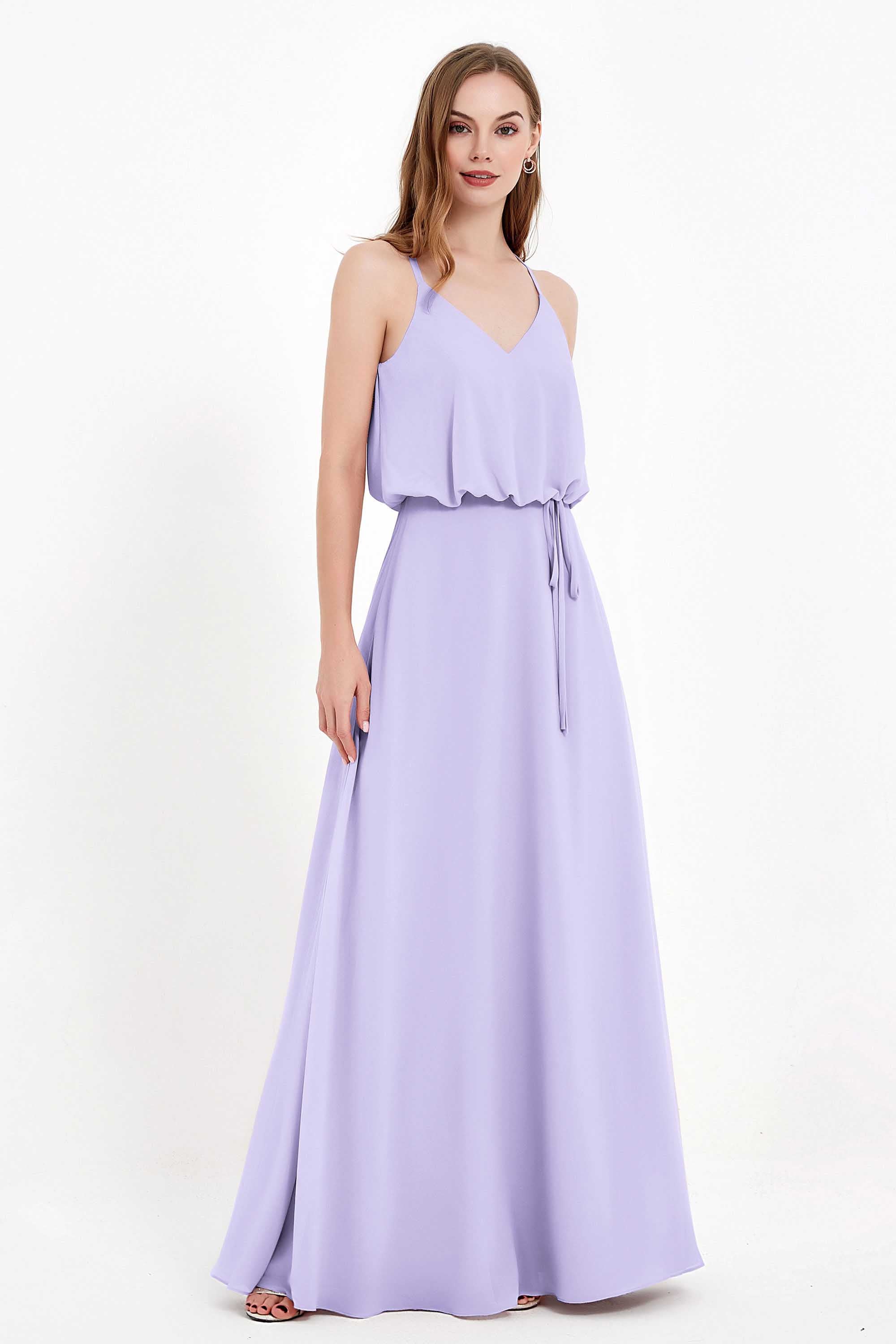 Spaghetti Straps Chiffon Bridesmaid Dress Boho Floor Length Formal Evening Dresses Gowns