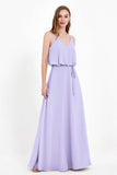 Spaghetti Straps Chiffon Bridesmaid Dress Boho Floor Length Formal Evening Dresses Gowns