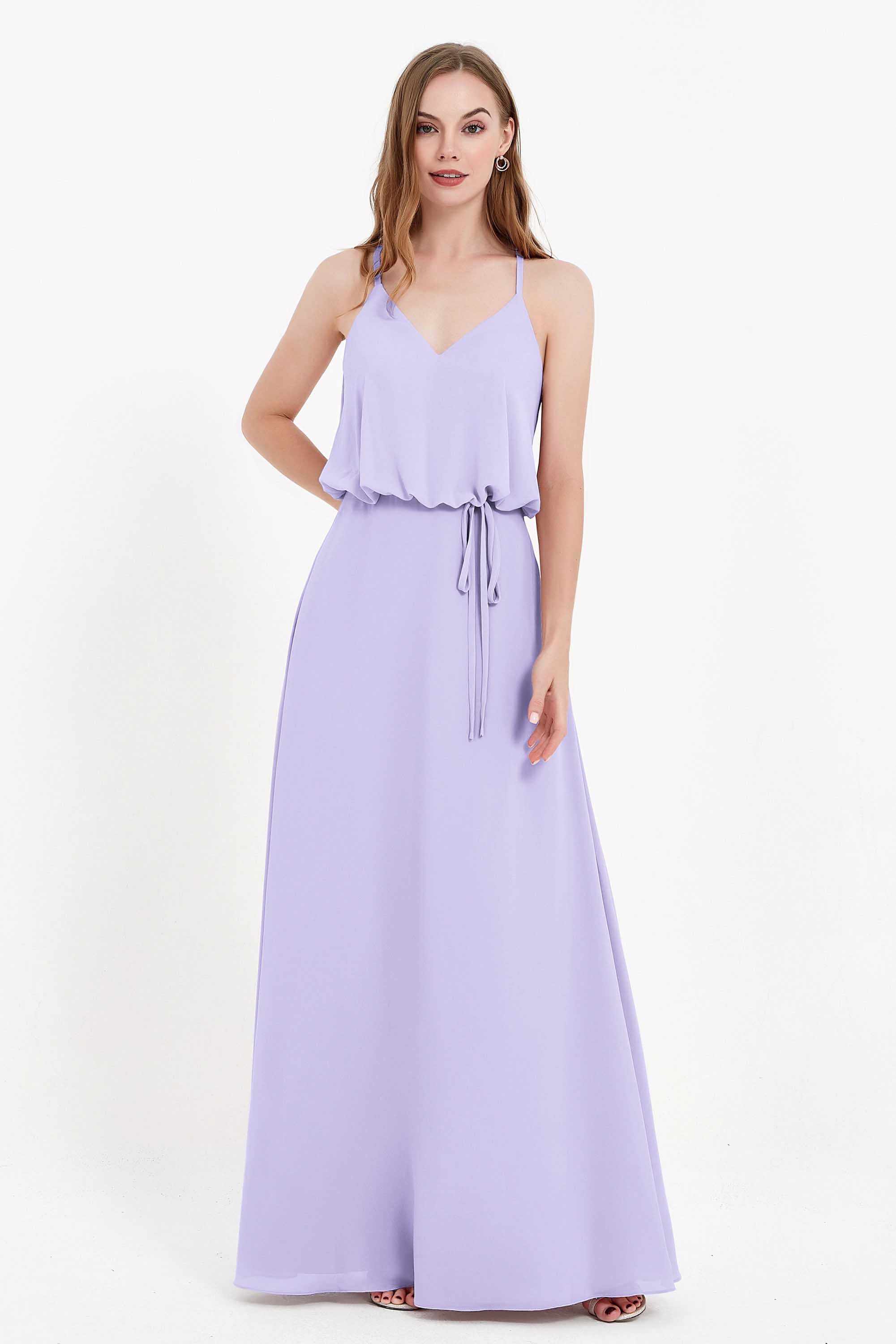 Spaghetti Straps Chiffon Bridesmaid Dress Boho Floor Length Formal Evening Dresses Gowns