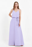 Spaghetti Straps Chiffon Bridesmaid Dress Boho Floor Length Formal Evening Dresses Gowns