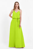 Spaghetti Straps Chiffon Bridesmaid Dress Boho Floor Length Formal Evening Dresses Gowns
