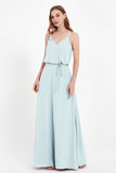 Spaghetti Straps Chiffon Bridesmaid Dress Boho Floor Length Formal Evening Dresses Gowns