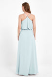 Spaghetti Straps Chiffon Bridesmaid Dress Boho Floor Length Formal Evening Dresses Gowns