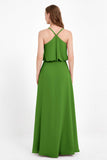 Spaghetti Straps Chiffon Bridesmaid Dress Boho Floor Length Formal Evening Dresses Gowns