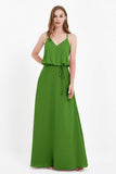 Spaghetti Straps Chiffon Bridesmaid Dress Boho Floor Length Formal Evening Dresses Gowns