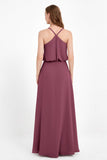Spaghetti Straps Chiffon Bridesmaid Dress Boho Floor Length Formal Evening Dresses Gowns