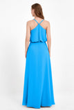 Spaghetti Straps Chiffon Bridesmaid Dress Boho Floor Length Formal Evening Dresses Gowns