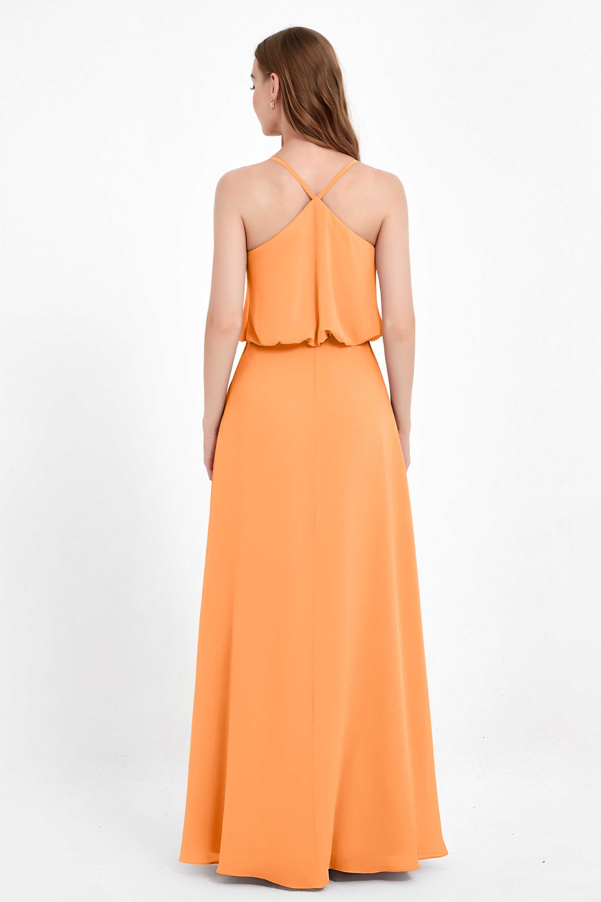 Spaghetti Straps Chiffon Bridesmaid Dress Boho Floor Length Formal Evening Dresses Gowns
