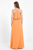 Spaghetti Straps Chiffon Bridesmaid Dress Boho Floor Length Formal Evening Dresses Gowns