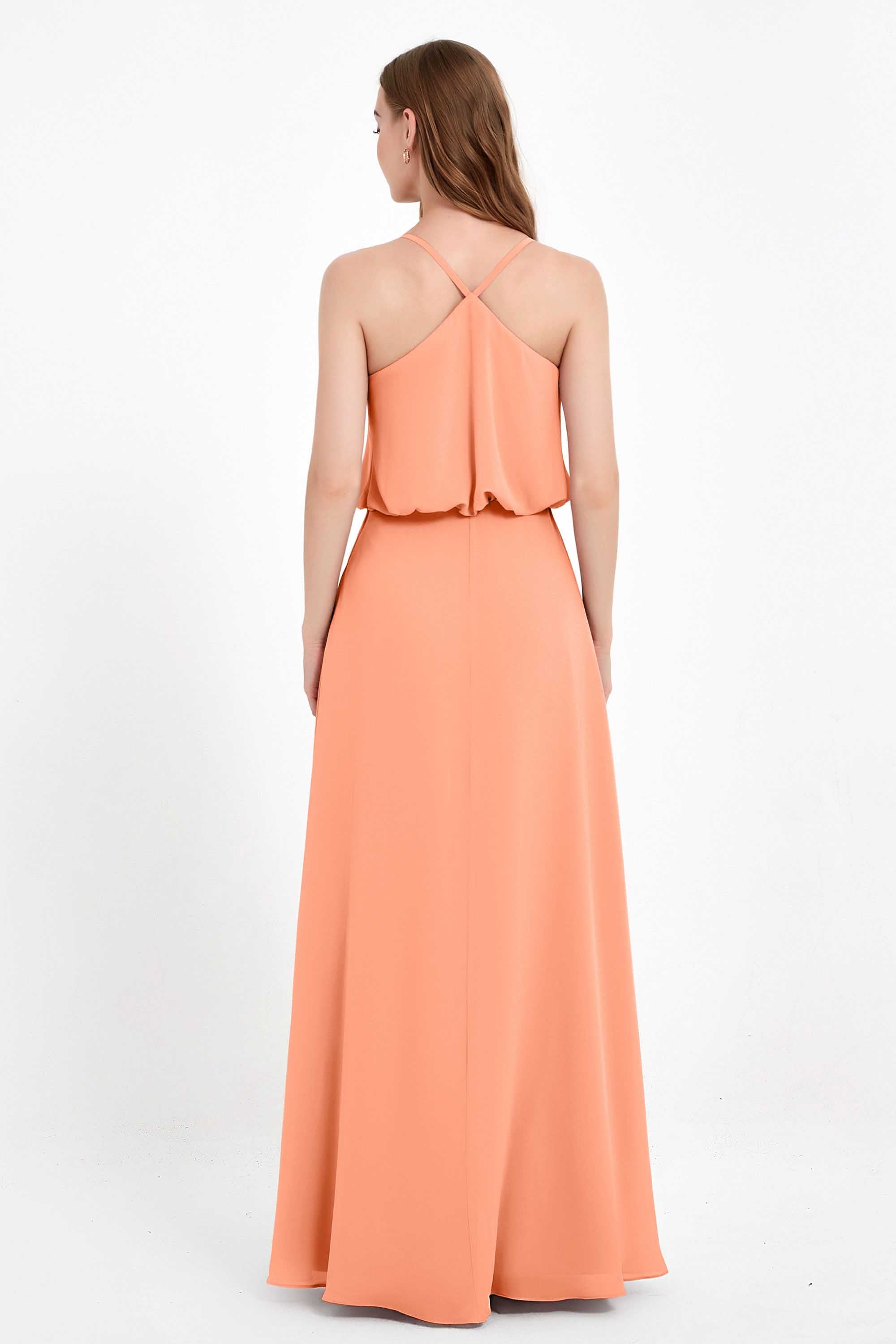 Spaghetti Straps Chiffon Bridesmaid Dress Boho Floor Length Formal Evening Dresses Gowns