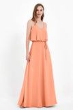 Spaghetti Straps Chiffon Bridesmaid Dress Boho Floor Length Formal Evening Dresses Gowns