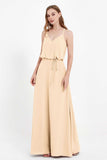 Spaghetti Straps Chiffon Bridesmaid Dress Boho Floor Length Formal Evening Dresses Gowns