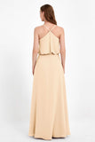 Spaghetti Straps Chiffon Bridesmaid Dress Boho Floor Length Formal Evening Dresses Gowns