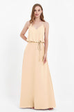 Spaghetti Straps Chiffon Bridesmaid Dress Boho Floor Length Formal Evening Dresses Gowns