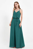 Spaghetti Straps Chiffon Bridesmaid Dress Boho Floor Length Formal Evening Dresses Gowns