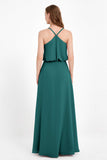 Spaghetti Straps Chiffon Bridesmaid Dress Boho Floor Length Formal Evening Dresses Gowns