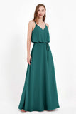 Spaghetti Straps Chiffon Bridesmaid Dress Boho Floor Length Formal Evening Dresses Gowns