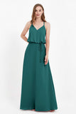 Spaghetti Straps Chiffon Bridesmaid Dress Boho Floor Length Formal Evening Dresses Gowns