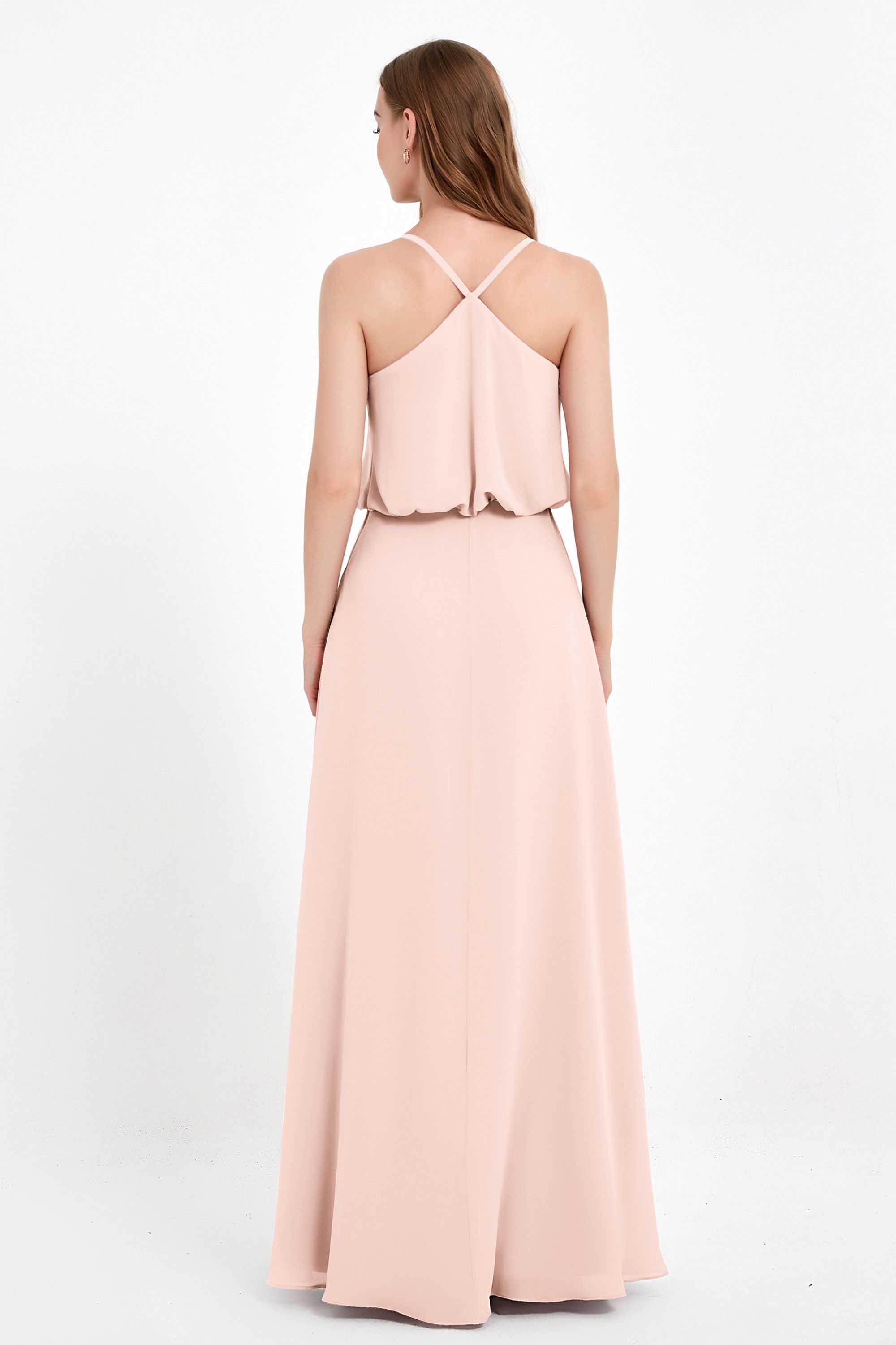 Spaghetti Straps Chiffon Bridesmaid Dress Boho Floor Length Formal Evening Dresses Gowns