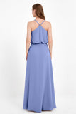 Spaghetti Straps Chiffon Bridesmaid Dress Boho Floor Length Formal Evening Dresses Gowns