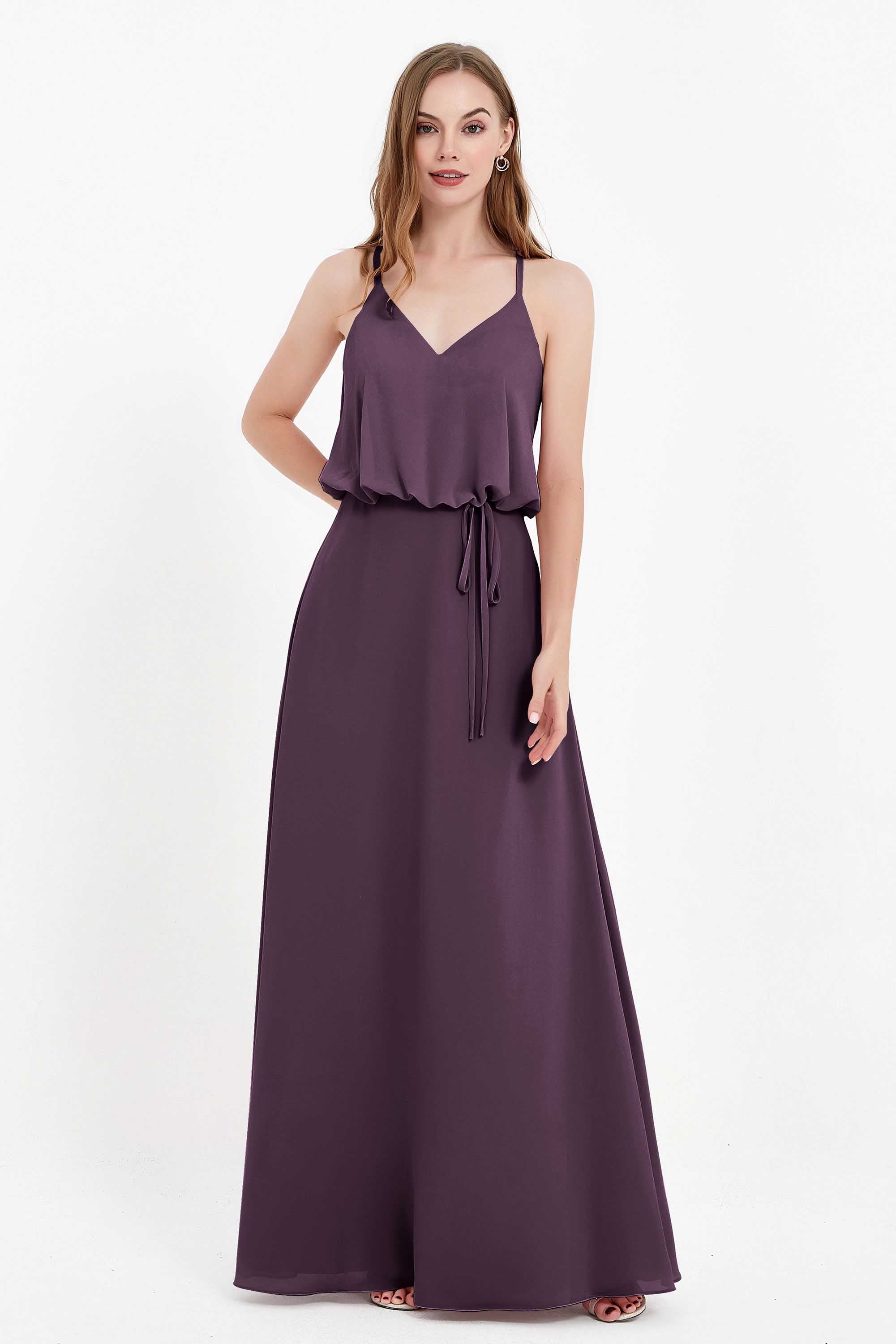 Spaghetti Straps Chiffon Bridesmaid Dress Boho Floor Length Formal Evening Dresses Gowns