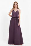 Spaghetti Straps Chiffon Bridesmaid Dress Boho Floor Length Formal Evening Dresses Gowns