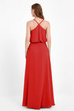 Spaghetti Straps Chiffon Bridesmaid Dress Boho Floor Length Formal Evening Dresses Gowns