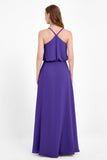 Spaghetti Straps Chiffon Bridesmaid Dress Boho Floor Length Formal Evening Dresses Gowns