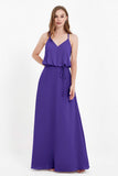 Spaghetti Straps Chiffon Bridesmaid Dress Boho Floor Length Formal Evening Dresses Gowns