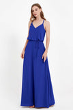 Spaghetti Straps Chiffon Bridesmaid Dress Boho Floor Length Formal Evening Dresses Gowns