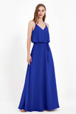 Spaghetti Straps Chiffon Bridesmaid Dress Boho Floor Length Formal Evening Dresses Gowns