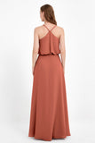 Spaghetti Straps Chiffon Bridesmaid Dress Boho Floor Length Formal Evening Dresses Gowns
