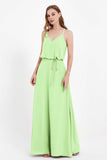 Spaghetti Straps Chiffon Bridesmaid Dress Boho Floor Length Formal Evening Dresses Gowns