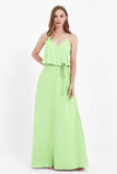 Spaghetti Straps Chiffon Bridesmaid Dress Boho Floor Length Formal Evening Dresses Gowns