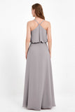 Spaghetti Straps Chiffon Bridesmaid Dress Boho Floor Length Formal Evening Dresses Gowns