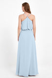 Spaghetti Straps Chiffon Bridesmaid Dress Boho Floor Length Formal Evening Dresses Gowns