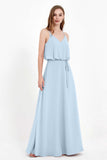 Spaghetti Straps Chiffon Bridesmaid Dress Boho Floor Length Formal Evening Dresses Gowns