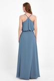 Spaghetti Straps Chiffon Bridesmaid Dress Boho Floor Length Formal Evening Dresses Gowns