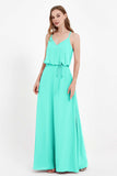 Spaghetti Straps Chiffon Bridesmaid Dress Boho Floor Length Formal Evening Dresses Gowns